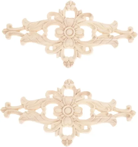 Miniatura 10 de MUXSAM Apliques de madera tallados para muebles, 1 calcomanía sin pintar para puerta, pared, techo, armario, tocador, espejo, cama, mantel, banco, 1