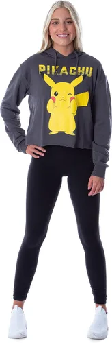 Miniatura 4 de Mad Engine Pokemon Pikachu Blushing Red Cheeks - Sudadera con capucha para mujer, Carbón vegetal