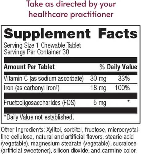 Miniatura 4 de Bariatric Advantage Hierro 18 mg con vitamina C masticable - hierro feronil carbonilo - suave para el estómago - fresa - 30