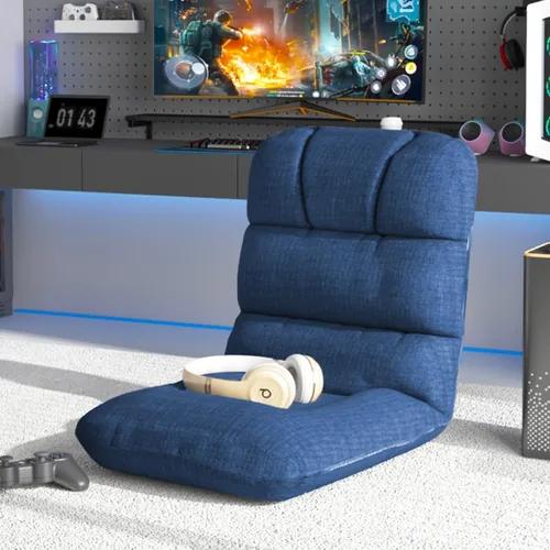 Miniatura 9 de Silla de juegos de suelo, 6 posiciones ajustables, tumbona, para adolescentes y adultos, silla plegable acolchada de meditación con reposabrazos