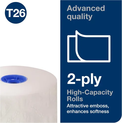Miniatura 3 de Tork Rollo de papel higiénico de alta capacidad T26, avanzado, 2 capas, 36 x 1000 hojas, 110292A