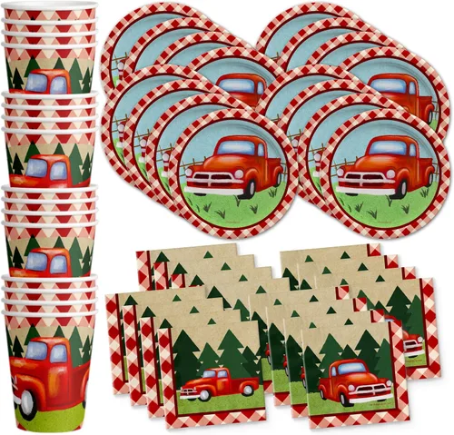 Miniatura 10 de Juego de suministros para fiesta de cumpleaños de motociclistas, platos, servilletas, vasos, vajilla para 16