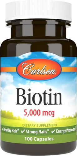 Miniatura 9 de Carlson - Biotina, 5000 mcg, cabello saludable, uñas fuertes y producción de energía, 50 cápsulas
