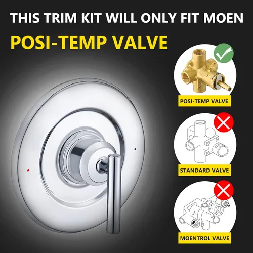 Miniatura 2 de Reemplazo para el kit de ajuste de válvula Moen T2901 Gibson Posi-Temp, Cromo