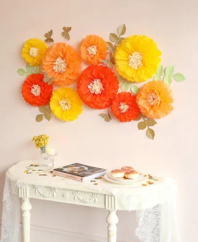 Miniatura 2 de Fonder Mols Papel de seda con mariposas y hojas de olivo para bodas, baby shower, cuarto de bebé, decoración de fiestas y eventos, pompones Amarillo