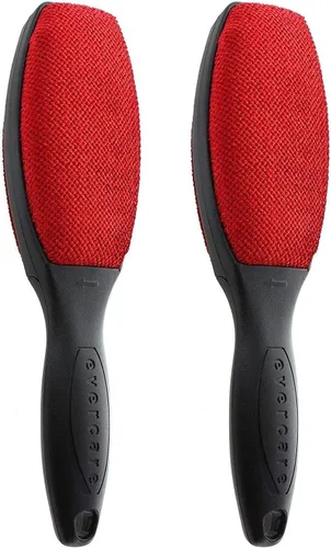 Evercare Magik - Removedor de pelusas de doble cara y pelo de mascotas, cepillo limpiador de pelusas reutilizable con cómodo mango negro, ideal para