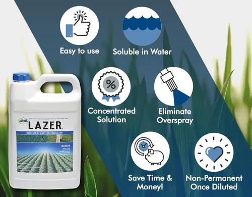 Miniatura 6 de Liquid Harvest Lazer - Indicador de patrón de pulverización concentrado azul, 1 galón (128 onzas) - Tinte en aerosol perfecto para malezas, tinte