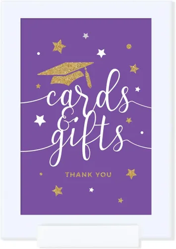 Miniatura 19 de Andaz Press Colección de fiesta de graduación con purpurina de color morado real y dorado, pancarta colgante con cuerda, Congrats Grad!, 5 pies, 1