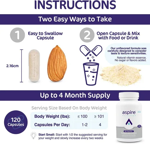 Miniatura 4 de Aspire Nutrition Bio-Heal Pro+ Suplemento de cápsulas probióticas 6 en 1 – Fórmula probiótica diaria para mujeres, hombres y niños – Suministro