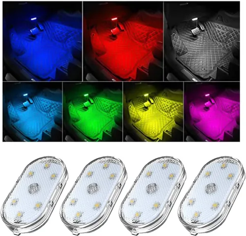 Miniatura 7 de Ziciner 2 bombillas LED para interior de coche, bombilla LED inalámbrica súper brillante, bombilla LED festón recargable por USB, accesorios