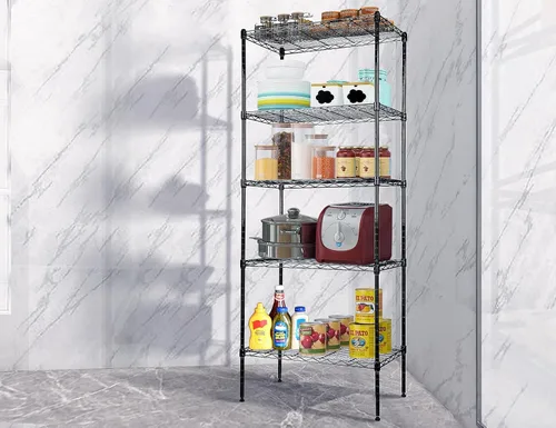 Miniatura 2 de Estantería de alambre de metal de 5 niveles, estante alto de almacenamiento certificado NSF, capacidad de 500 libras, estante utilitario de pie