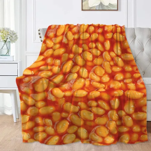 Miniatura 9 de Manta de frijoles horneados 3D para niñas, niños, suave y acogedora manta de vellón divertida para cama, sofá, sillas, para todas las estaciones