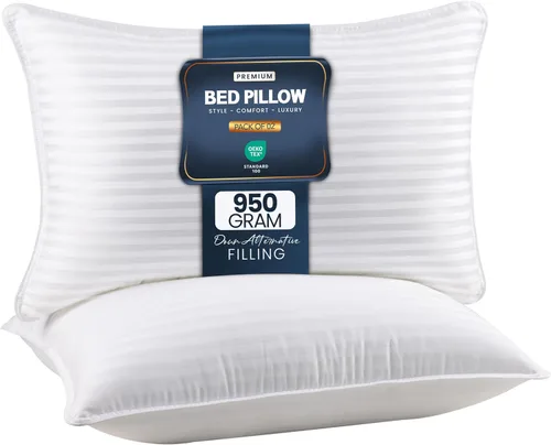 Utopia Bedding - Almohadas de cama para dormir de tamaño estándar (blanco), juego de 2, calidad de hotel refrescante, para dormir de espalda, boca