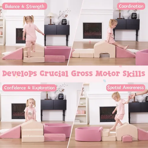 Miniatura 7 de STAOLENE 5 bloques de escalada de espuma para niños pequeños de 1 a 3 años, gimnasio Montessori para jugar en interiores con pozo de pelotas