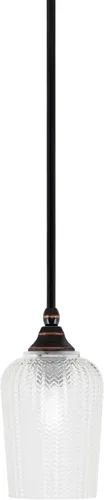 Miniatura 175 de Toltec Lighting Tallo Colgado Mini colgante, acabado de cobre negro, 3.5" cuadrado humo burbuja vidrio