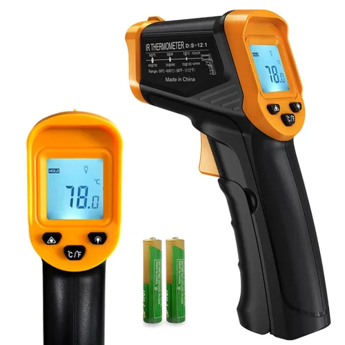 Pistola termómetro digital infrarroja para cocinar, barbacoa, horno de pizza, termómetro IR, -58℉~1112℉(-58.0 °F~1,112.0 °F) Pistola de temperatura