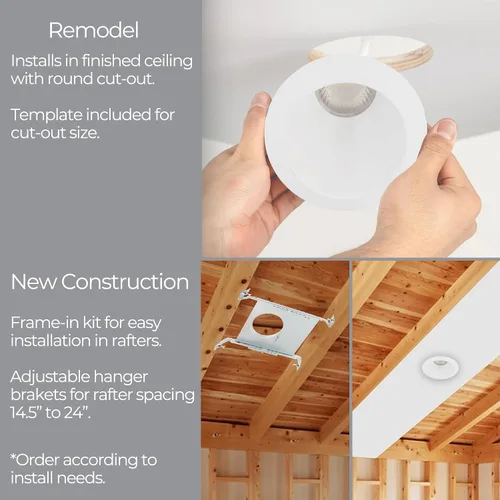 Miniatura 5 de WAC Lighting Blaze - Luz LED empotrable redonda de 6 pulgadas con kit de marco de nueva construcción, 5-CCT seleccionable 25 W, 2500 lúmenes
