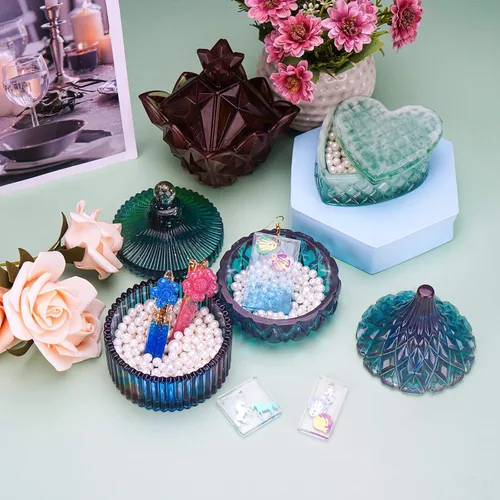 Miniatura 2 de Gartful 4 Juego de Moldes de Tarro de Resina con Tapa, Molde de Caja de Almacenamiento de Silicona para Fundición de Resina Epoxy, Manualidades DIY