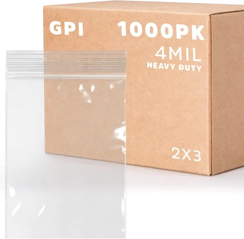 Miniatura 41 de GPI - Caja de 1000 bolsas de plástico transparente con cremallera de 3 x 3 pulgadas - Bolsas de polietileno resistentes a granel de 4 mil de grosor