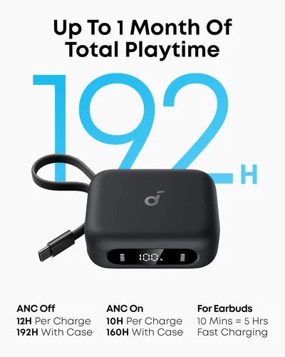 Miniatura 3 de Soundcore P41i de Anker, auriculares con cancelación de ruido adaptativa con cargador portátil para teléfono, solo para carga USB-C, tiempo de Negro