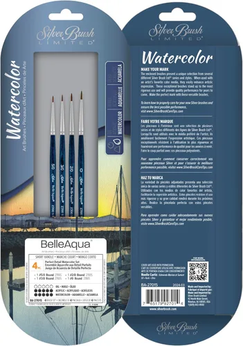 Miniatura 12 de Silver Brush Limited BA-2753S BelleAqua - Juego de pinceles redondos básicos para acuarela, 3 piezas, mango corto profesional, juego de pinceles Set
