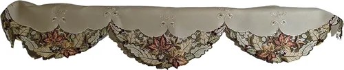 Miniatura 3 de Mantel o mantel cuadrado bordado con hojas de arce otoñales sobre marfil, tamaño 34 x 34 pulgadas
