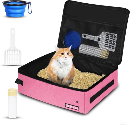 Miniatura 8 de Arenero portátil para gatos de viaje de Petskd con tapa y 10 bolsas desechables, a prueba de fugas y plegable, artículos de viaje esenciales