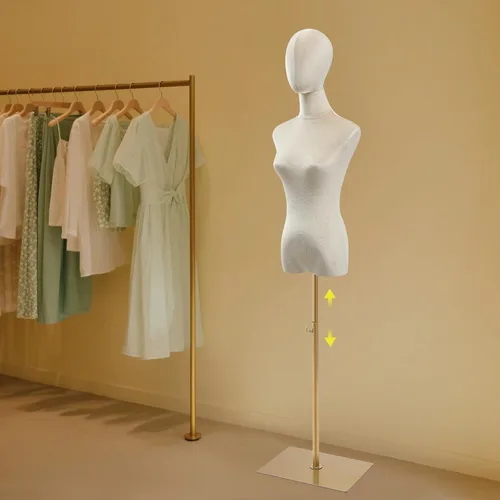 Miniatura 4 de Vestido de maniquí femenino para adultos, torso con base, altura ajustable, maniquí desmontable, modelo de exhibición de tienda de cuerpo para Beige