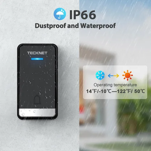 Miniatura 4 de TECKNET Timbre inalámbrico, timbre de puerta enchufable, timbres de puerta impermeables IP66, timbre de puerta inalámbrico sin cable de 1300 pies