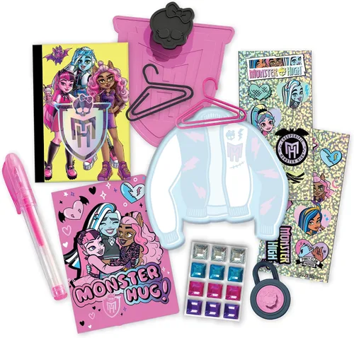 Miniatura 3 de Tara Toy Monster High: Design Activity Locker - Doodle & Decorate, estuche de almacenamiento en forma de ataúd de lavanda con bloqueo, mini