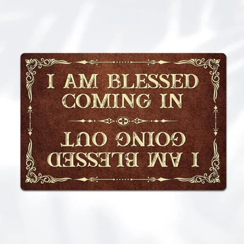 Miniatura 3 de Geerta Faithgee - Felpudo con texto en inglés "I Am Blessed Coming and Going Out", tapete religioso para entrada interior y exterior, tapete