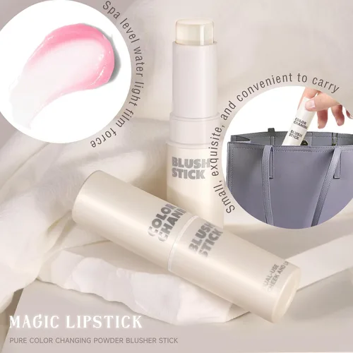 Miniatura 7 de NewBang Rubor en barra que cambia de color para maquillaje de mejillas, rubor transparente que cambia de temperatura, rosa crema, rubor mágico