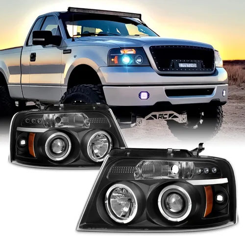 Miniatura 12 de AKKON - Para 04-08 Ford F150 F-150 Pickup Faros delanteros de repuesto LED G2 de halo dual con proyector, color negro ahumado Carcasa negra ahumada.