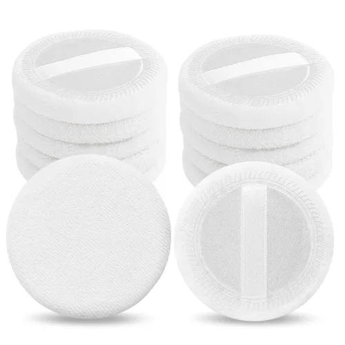 Miniatura 2 de WLLHYF 12 unidades de polvo de maquillaje de algodón rosa, soplos de polvo redondos para maquillaje facial en polvo de terciopelo para polvo suelto