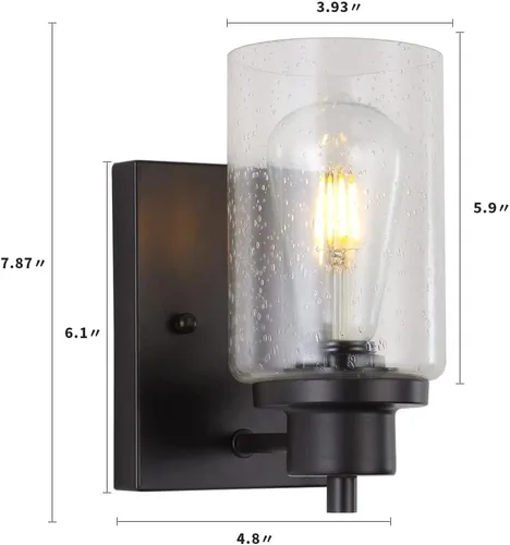 Miniatura 5 de Paquete de 2 lámparas de tocador de baño, apliques de pared, modernas luces de pared de baño interiores con vidrio semillado, accesorios de pared