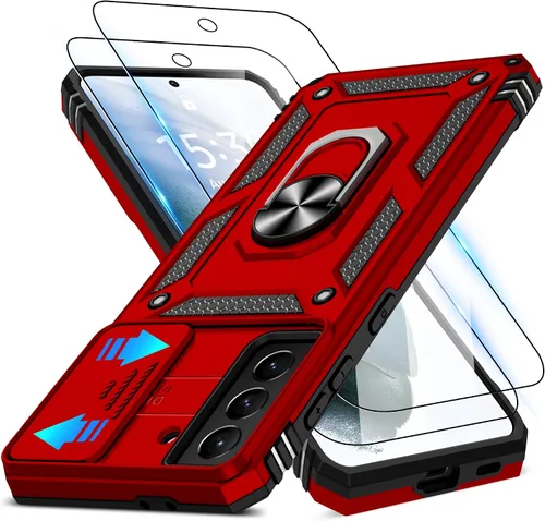 Miniatura 55 de ATUMP Funda para OnePlus Nord N200 5G con protector de pantalla HD con cubierta para cámara deslizante, soporte de anillo de rotación de 360°
