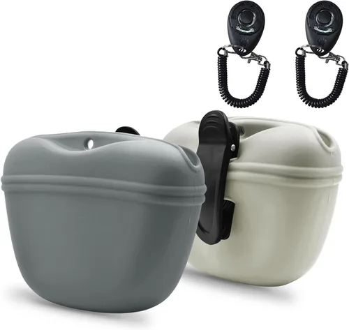 Miniatura 26 de AUDWUD Bolsa de Silicona para Premios de Perro, Con Clicker de Entrenamiento para Perros, Contenedor de Entrenamiento Portátil con Clip, Conveniente