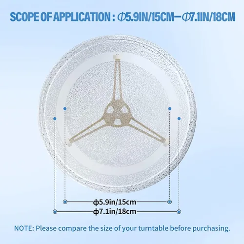 Miniatura 4 de Juego de 2 platos giratorios para horno de microondas de triple brazo, bandeja de vidrio para horno de microondas, anillo de soporte de rodillo