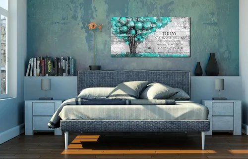 Miniatura 6 de Decoración de Pared Verde Azulado para Oficina - Citas Inspiradoras Arte de Pared de Árbol - Arte de Pared en Lienzo Grande Decoración Verde Azulado