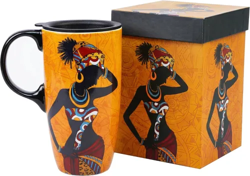 Miniatura 10 de DUSVALLY Taza de viaje de cerámica de 17 onzas con tapa y asa, taza de café de girasol de granja, resistente a derrames, se adapta a la mayoría