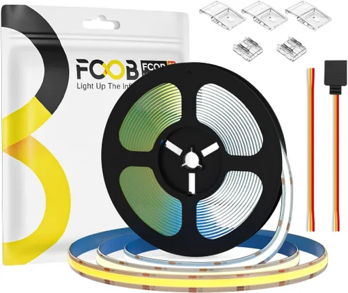 Tira LED COB CCT de 16.4 pies IP65 Waterpoof sintonizable 3000K-6000K DC24V Tiras COB flexibles de alta densidad 640LED/m CRI90+ cinta de luz LED