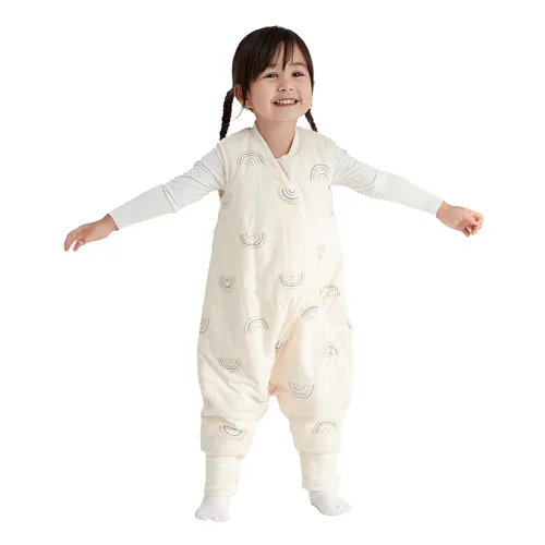 Miniatura 14 de Duomiaomiao Paquete de 2 bolsas de dormir TOG para niños de 6 a 12 meses, 100% algodón, ligero, con pies, transpirable, cómoda manta para niños