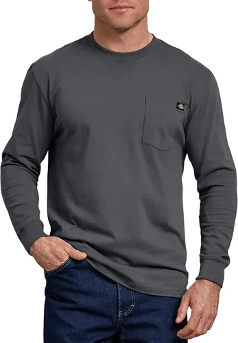 Dickies - Camiseta pesada de manga larga y con cuello redondo para hombre, en tallas para personas grandes y altas