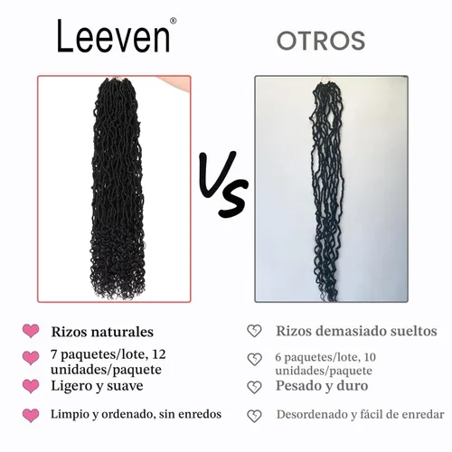 Miniatura 4 de Leeven 7 paquetes de rastas sintéticas con extremos rizados de 18 pulgadas, rastas de diosa preenrolladas para cabello de ganchillo, 84 hebras 1b#