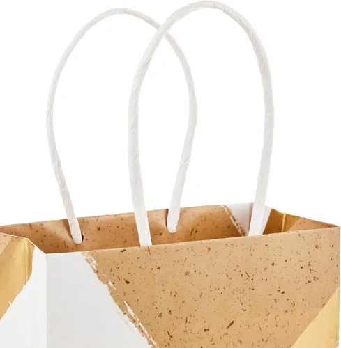 Miniatura 5 de Hallmark Bolsas de regalo pequeñas de papel de 6 pulgadas, paquete de 8 (blanco y kraft) para cumpleaños, Navidad, bodas, graduaciones, baby