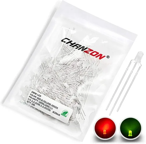 Miniatura 8 de CHANZON 100 unids 0.118 in rojo y azul difuso LED luces de diodo común (esmerilado redondo bicolor) iluminación brillante bombillas lámparas E) Rojo
