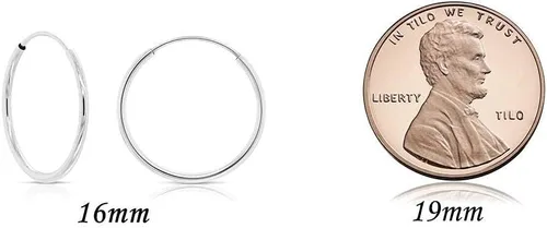 Miniatura 3 de Aretes de argollas sinfín redondas de oro blanco de 14 ct - 10-18 mm