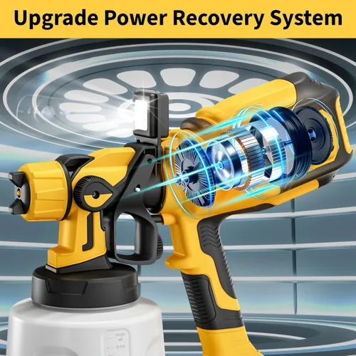 Miniatura 9 de Pulverizador de pintura con luz LED, pistola de pintura de 1000 W con juntas de limpieza y soplado, pistola de pintura en aerosol de 47.3 fl oz