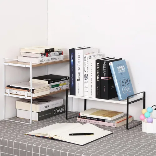 Miniatura 8 de YGYQZ - Organizador de escritorio de madera para oficina - Suministros de escritorio, lindo tocador, estante de almacenamiento y organización