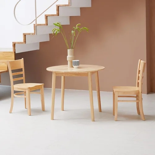 Miniatura 2 de Livinia Aslan - Mesa de comedor redonda de madera de 35.4 pulgadas, mesa de cocina moderna de roble malayo de mediados de siglo (roble natural)